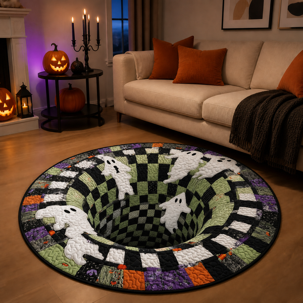 Ghost design floor mat in a living room
